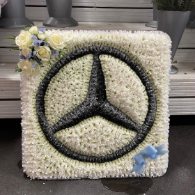 Mercedes, merc, badge, logo, Funeral, sympathy, wreath, tribute, flowers, florist, gravesend, Northfleet, Kent, London
