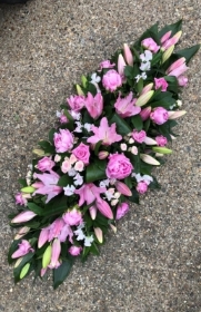 Pink, pretty, coffin, spray, Funeral, sympathy, wreath, tribute, flowers, florist, gravesend, Northfleet, Kent, London