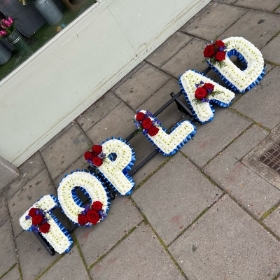 Top lad, letters, word, Funeral, sympathy, wreath, tribute, flowers, florist, gravesend, Northfleet, Kent, London, Essex 