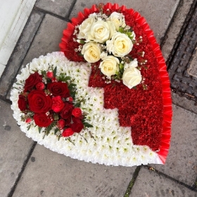Broken, red, white, heart, Funeral, sympathy, wreath, tribute, flowers, florist, gravesend, Northfleet, Kent, London, Essex 