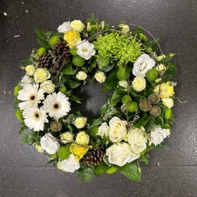Modern, white, green, grouped, Funeral, sympathy, wreath, tribute, flowers, florist, gravesend, Northfleet, Kent, London, Essex 