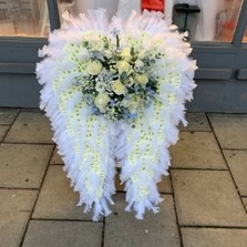 Standing, feather, flower, angel, wing, gypsy, traveller, Funeral, sympathy, wreath, tribute, flowers, florist, gravesend, Northfleet, Kent, London